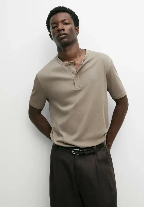 Футболка хлопковая Basic t-shirt Massimo Dutti, коричневый