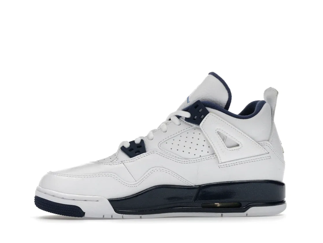 Детские кроссовки Lifestyle с верхом из кожи Jordan 4 Retro Jordan, White/Legend Blue-Midnight Navy — фото 3