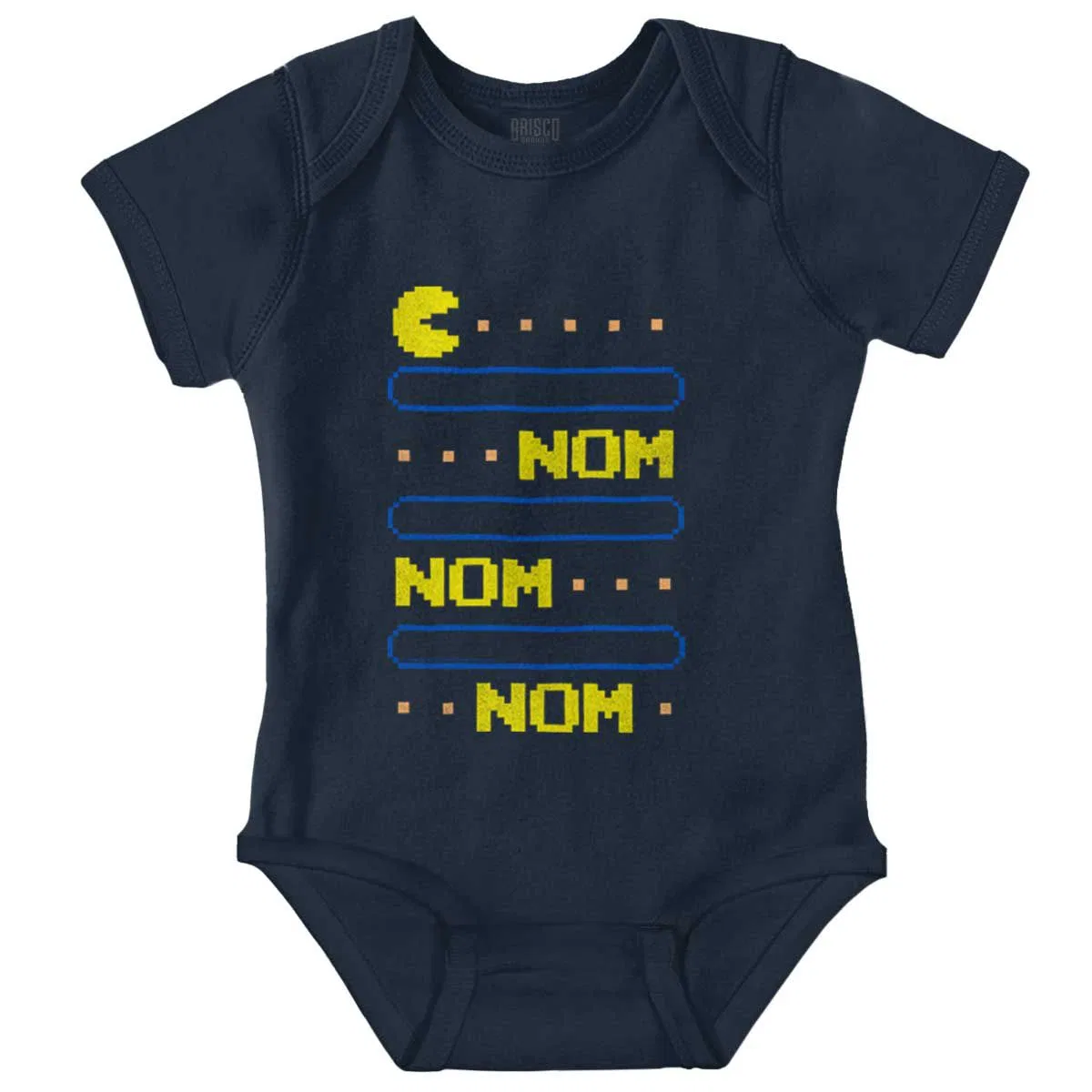 Детское боди с коротким рукавом с принтом PACMAN Nom Nom Hungry Foodie Gamer Brisco Brands, Navy