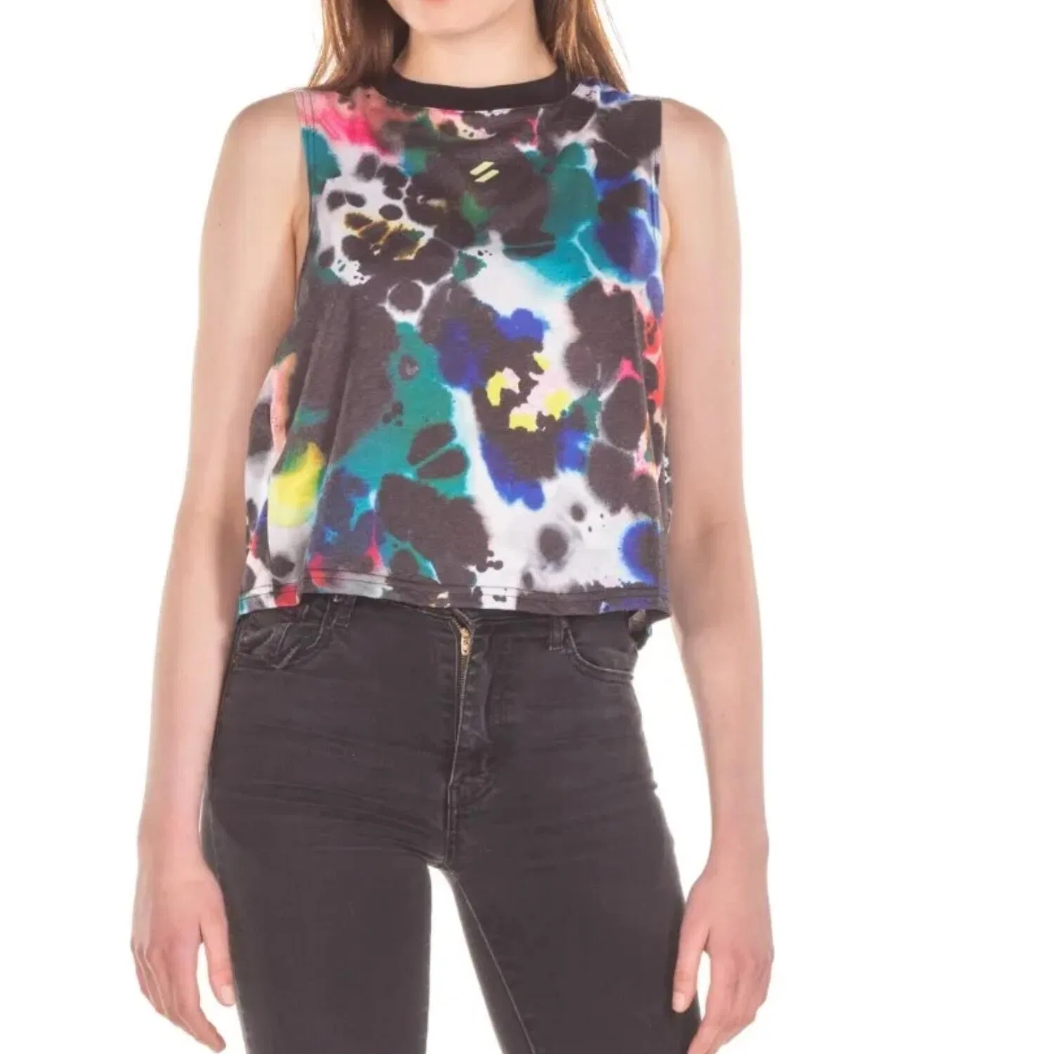 Женский спортивный укороченное топ без рукавов Superdry Run Cropped Loose, Цвет: Schwarz