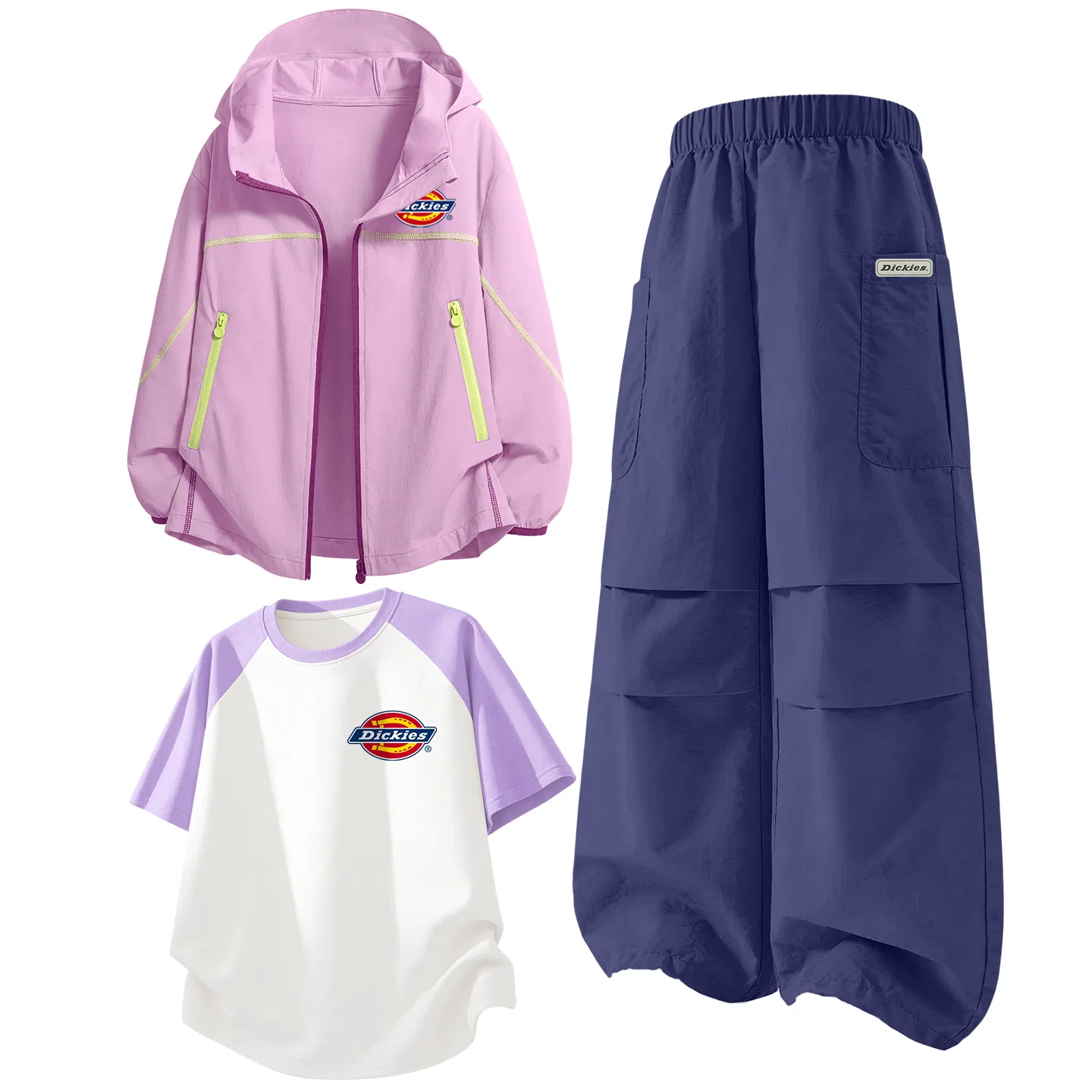 Детский комплект из футболки и шорт с защитой UPF50+, модель Standard K, Dickies, Purple White