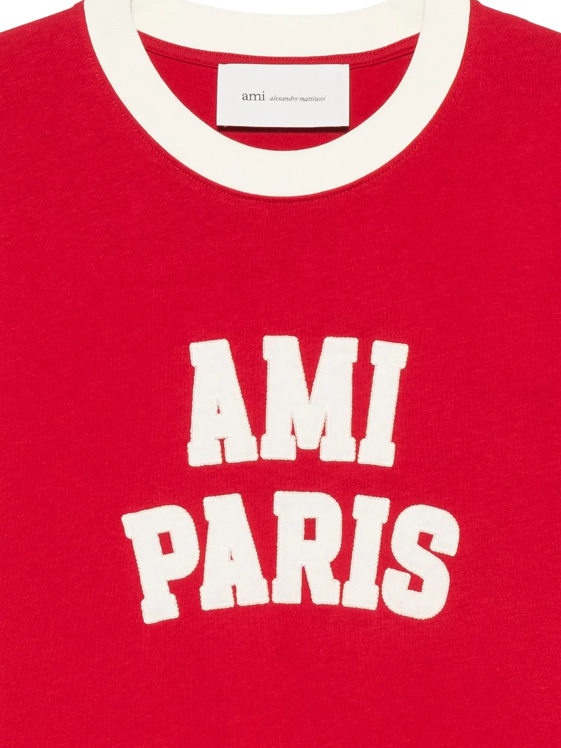 Футболка колор-блок красная AMI Paris, красный — фото 3