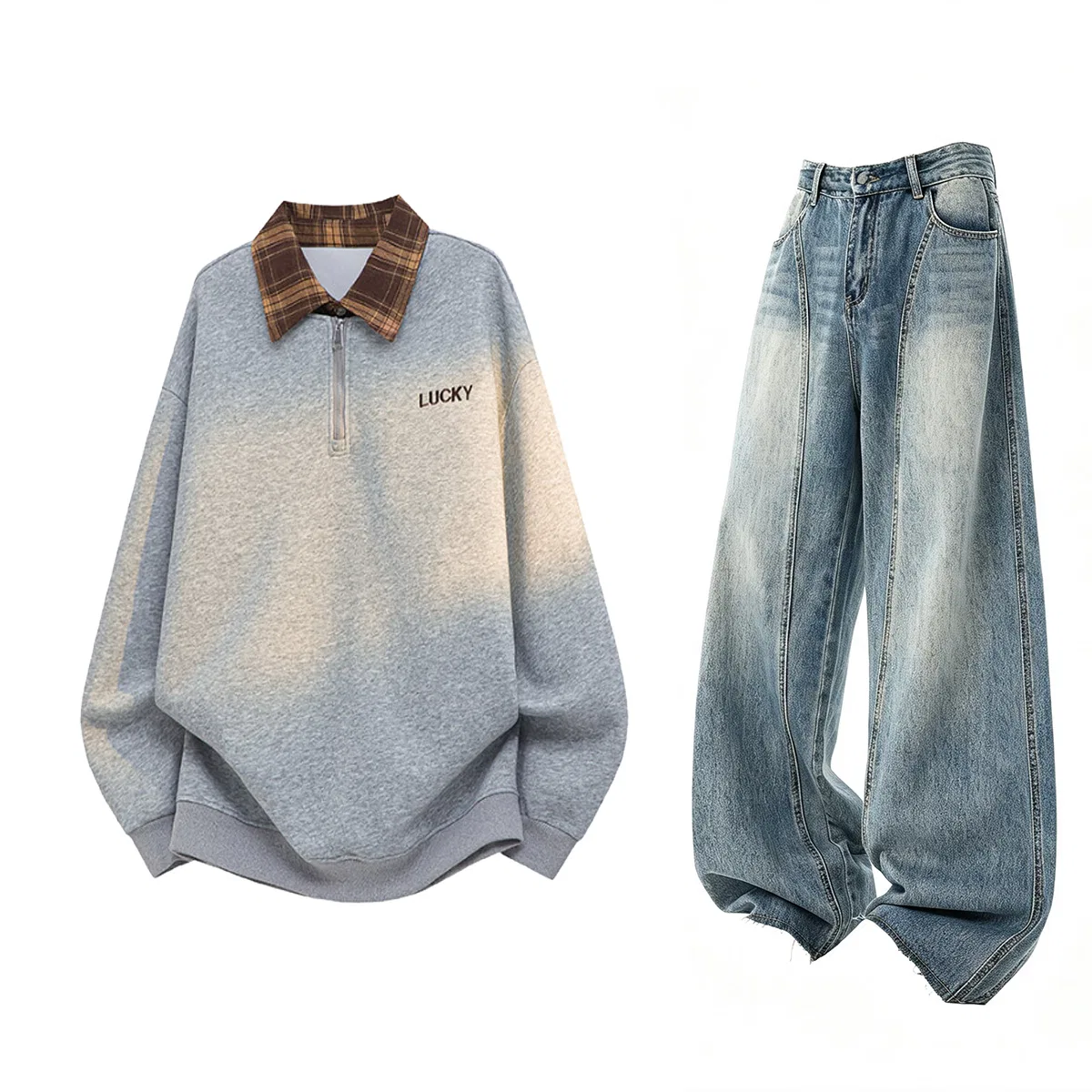 Детский спортивный костюм с воротником, на флисе City Boy, GWAF, Heather Gray/Blue