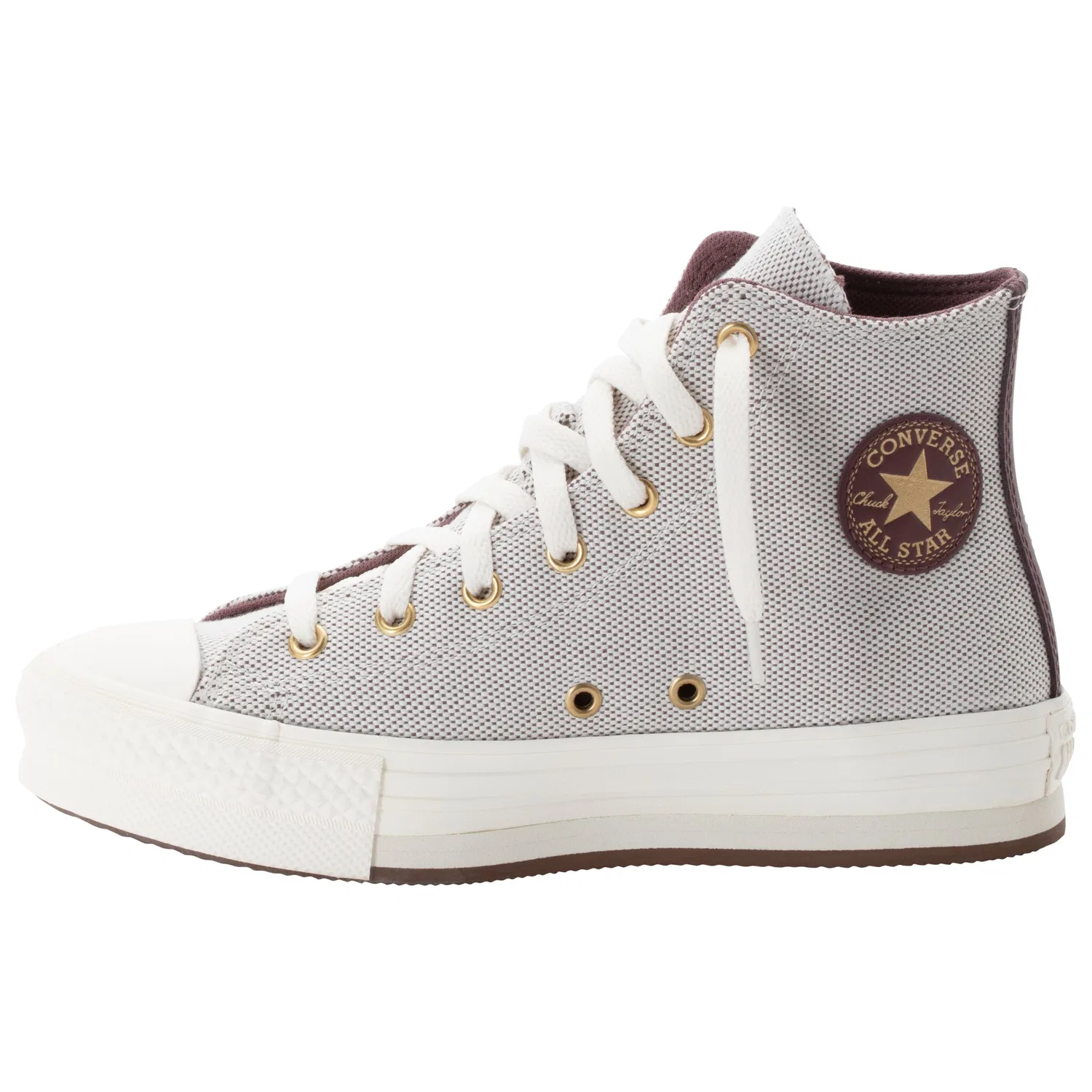 Детские кроссовки на платформе Chuck Taylor All Star Eva Lift Platform Gold Luxe Converse, Trail Mixed/Egret/Gold — фото 2
