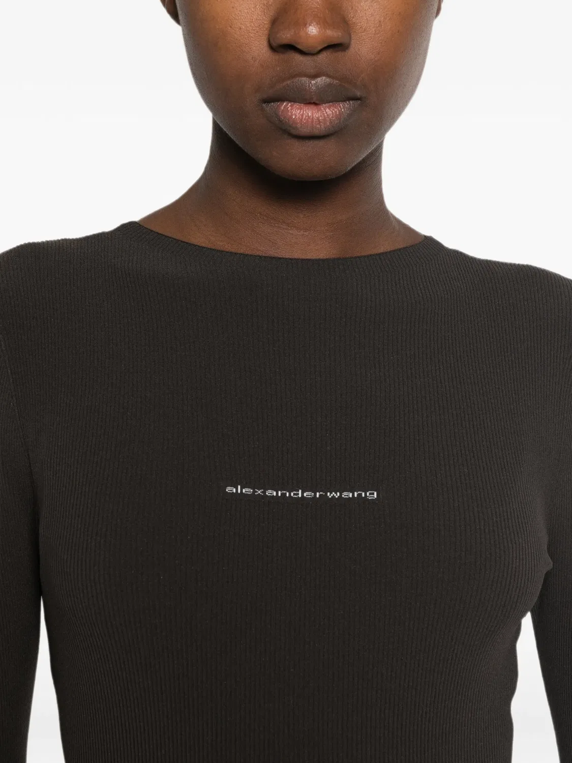 Мини-платье в рубчик коричневое Alexander Wang, коричневый — фото 2