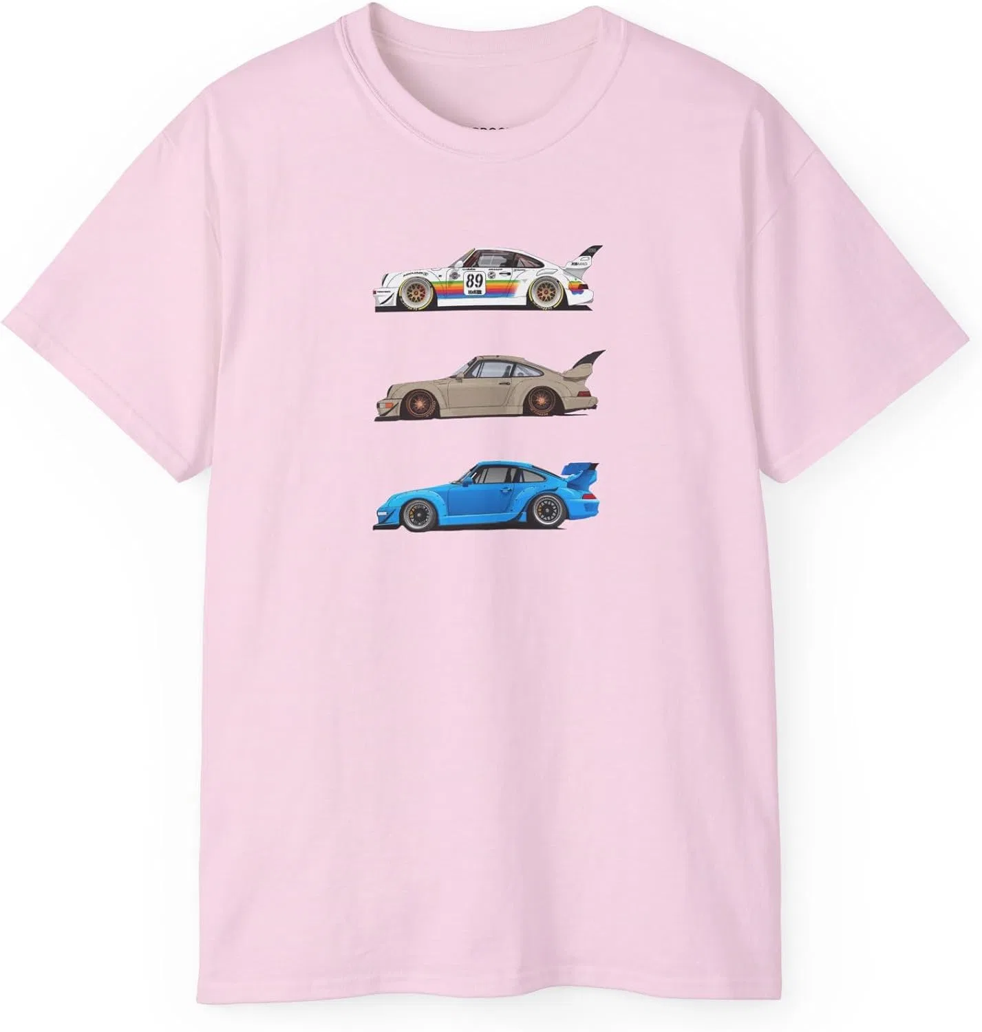 Мужская футболка с принтом Anime Car, светло-розовый