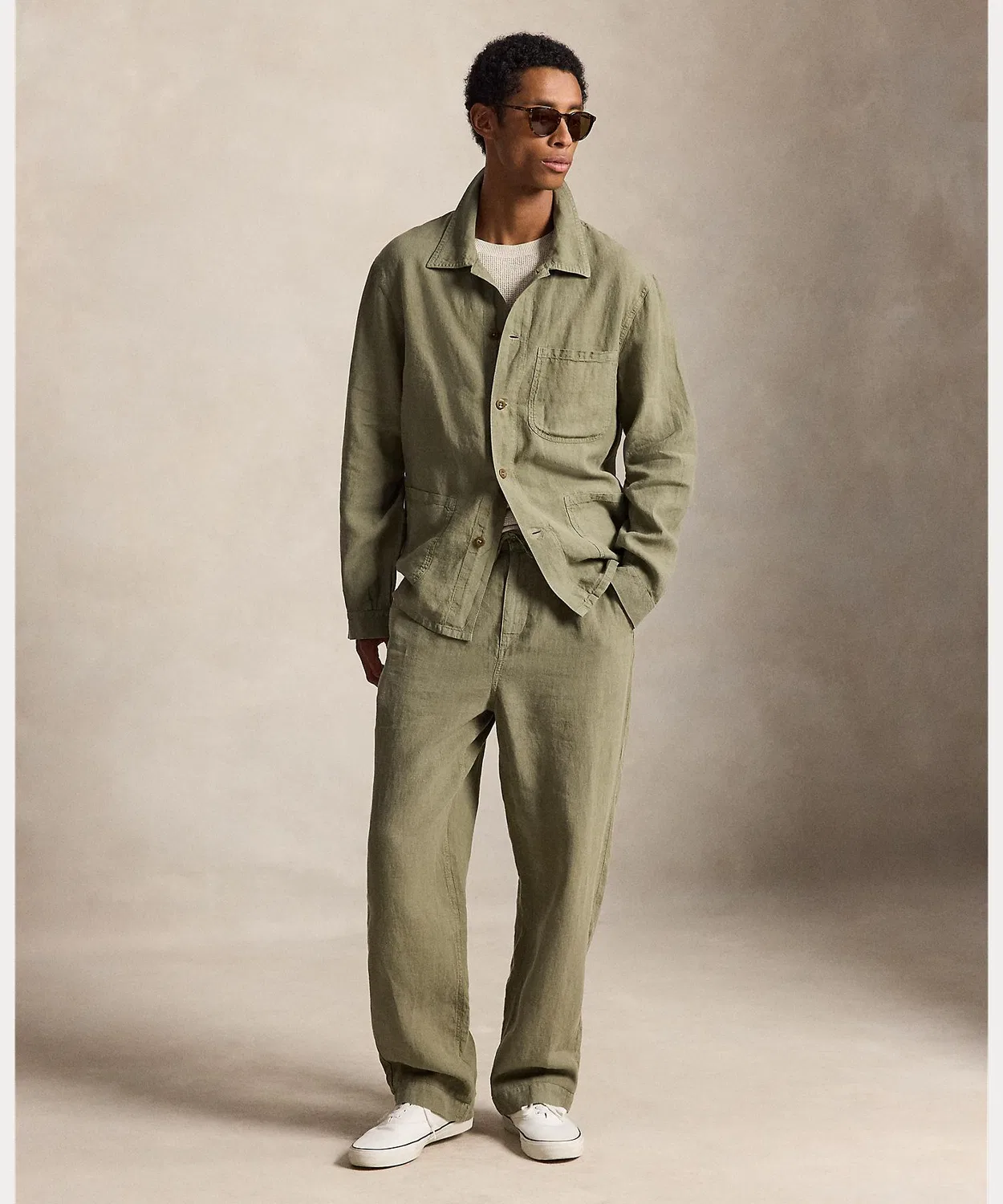 Мужской льняной жакет с длинным рукавомPOLO RALPH LAUREN, Green — фото 3