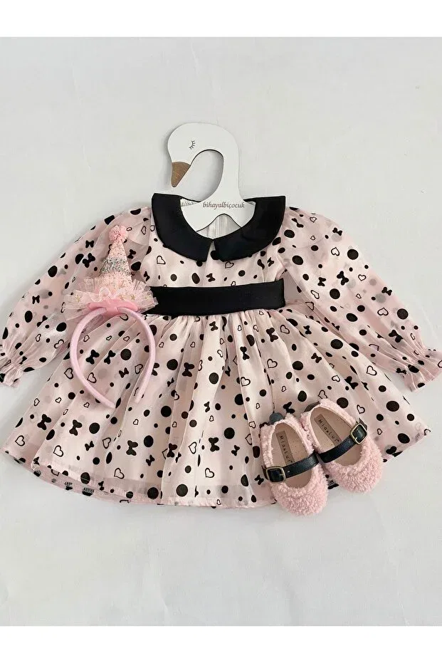 Детское платье с длинным рукавом Minnie dress Bihayalbiçocuk, Pink-Black