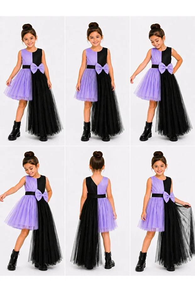 Детское платье для девочек асимметричное из тюля Kuromi Dress Thequest, Purple — фото 3