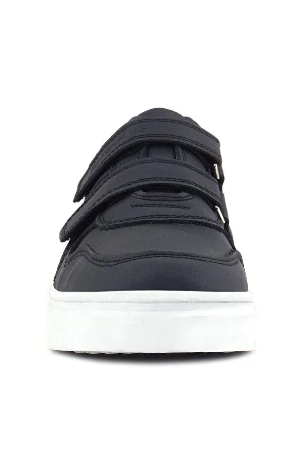 Детские спортивные туфли для мальчиков на шнуровке Genuine leather velcro black and white sole Rakerplus, Black — фото 4