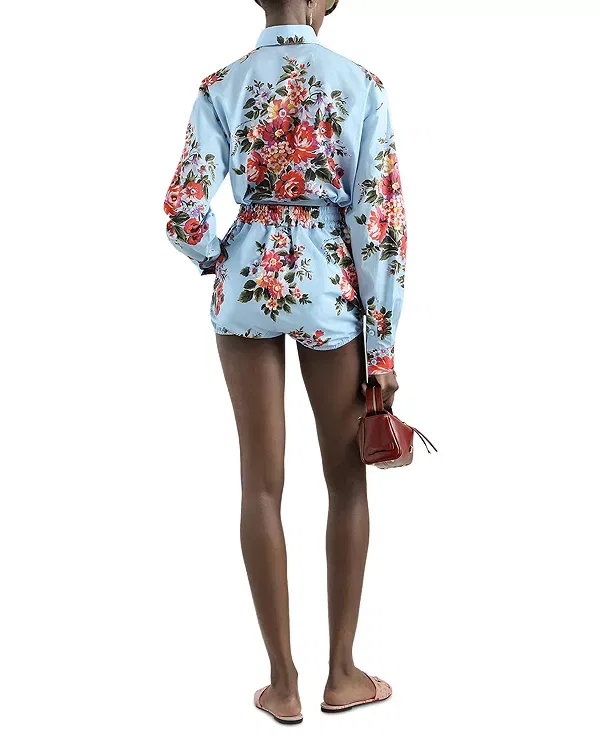 Женская хлопковая рубашка Flower Bouquet Print Cotton Shirt Dolce & Gabbana, Blue Print — фото 2