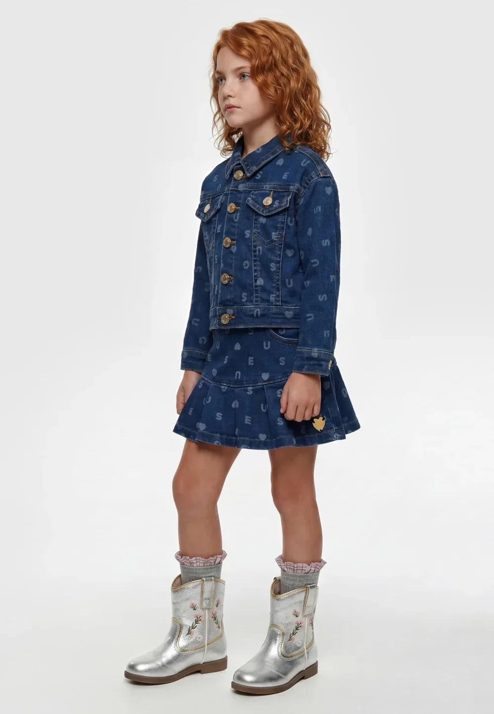 Джинсовая куртка с логотипом durchgehend Bedrucktem - джинсовая куртка Guess, Blau