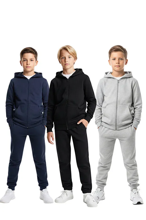 Детский спортивный костюм для мальчиков с капюшоном Fyk Collection, Navy-Black-Grey