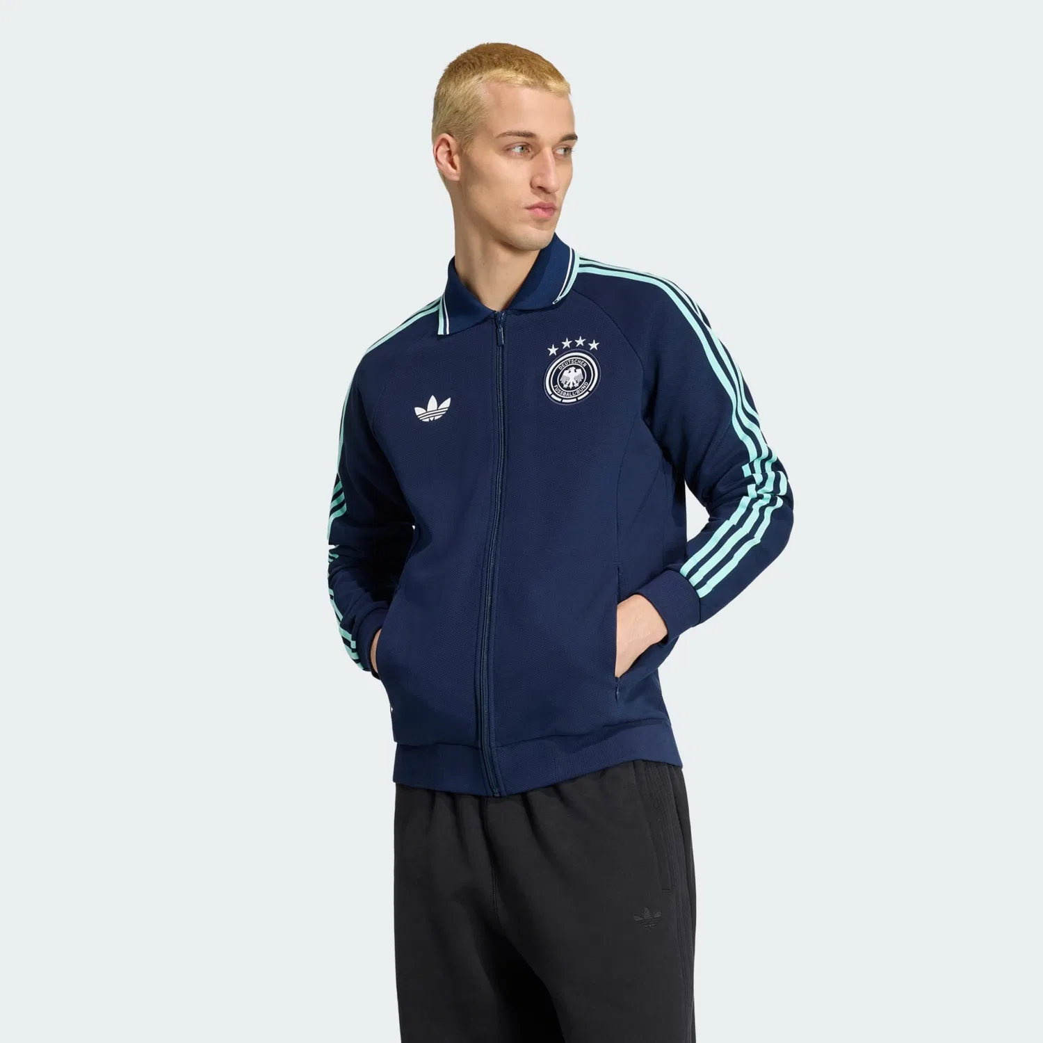 Толстовка на молнии Adidas Performance Athletic Germany Away Anthem темно-синего цвета