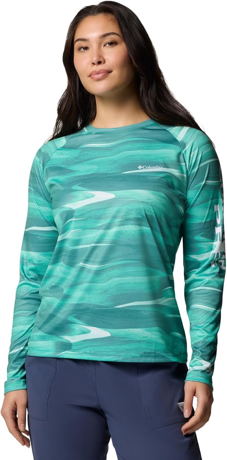 

Женская футболка Columbia Super Tidal с длинным рукавом, Glaze Green Obsidian