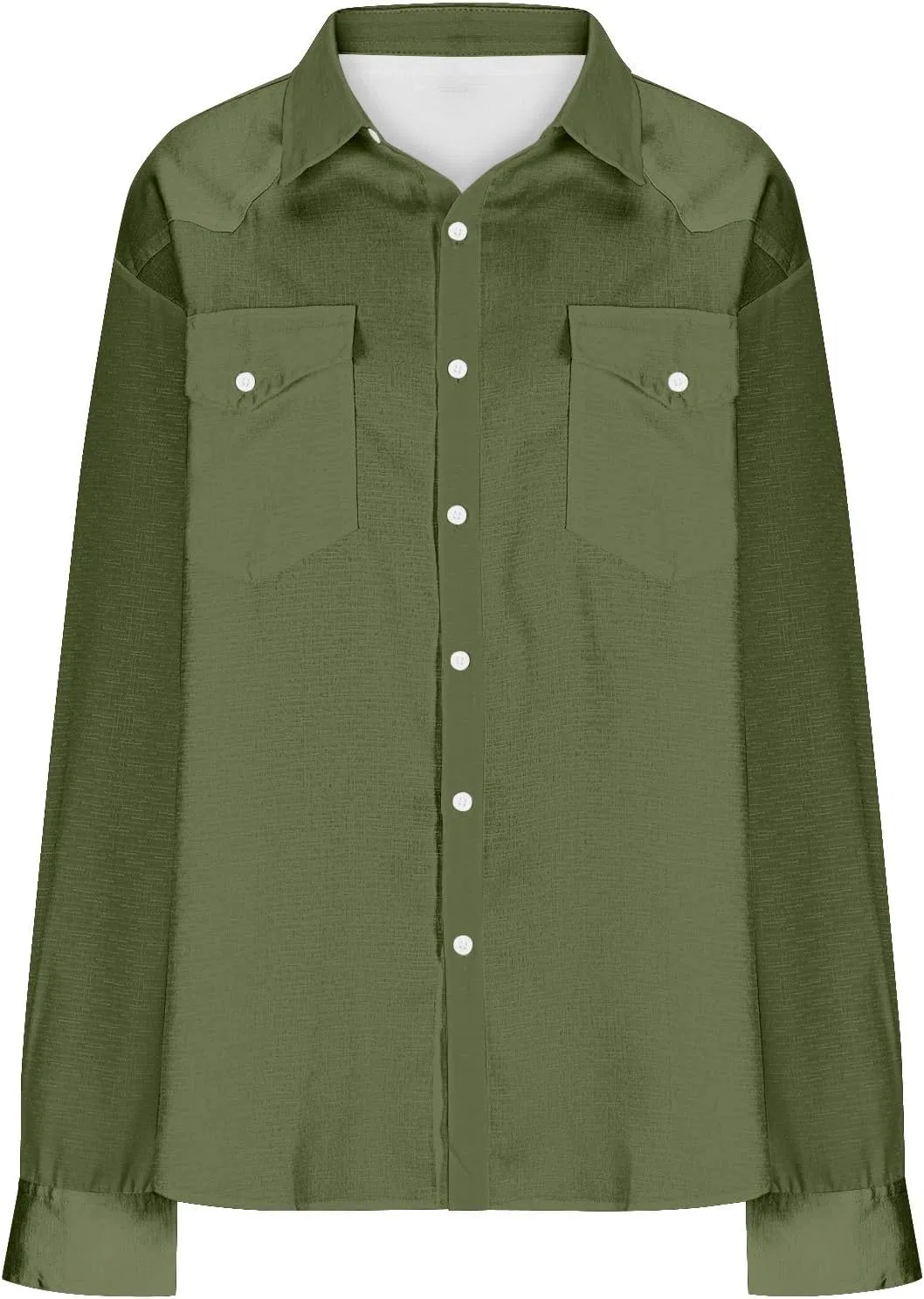 Мужская рубашка с жемчужными кнопками, Western Cowboy Shirts, армейский зелёный — фото 4