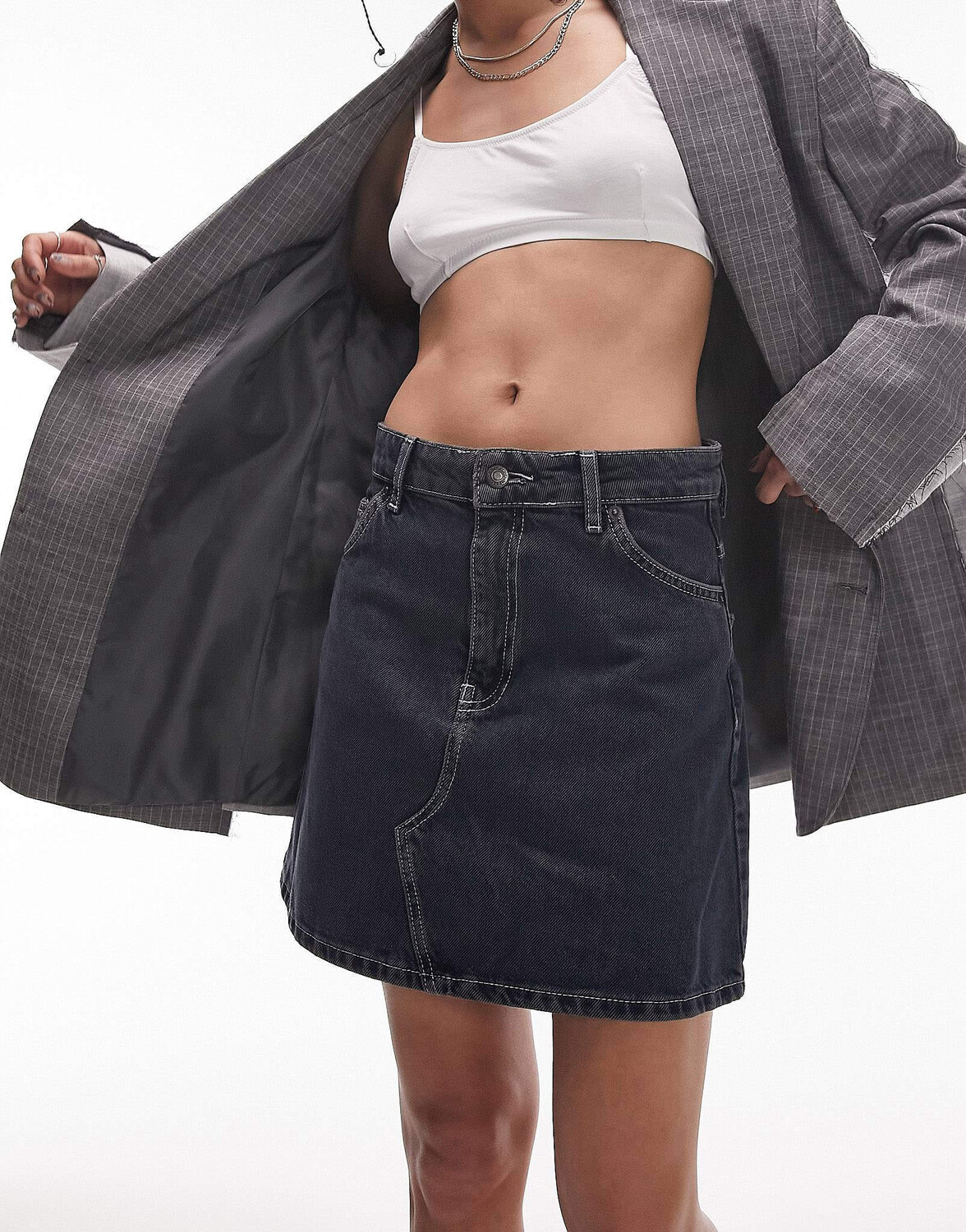 

Юбка Topshop High Waisted Denim, сине-черный