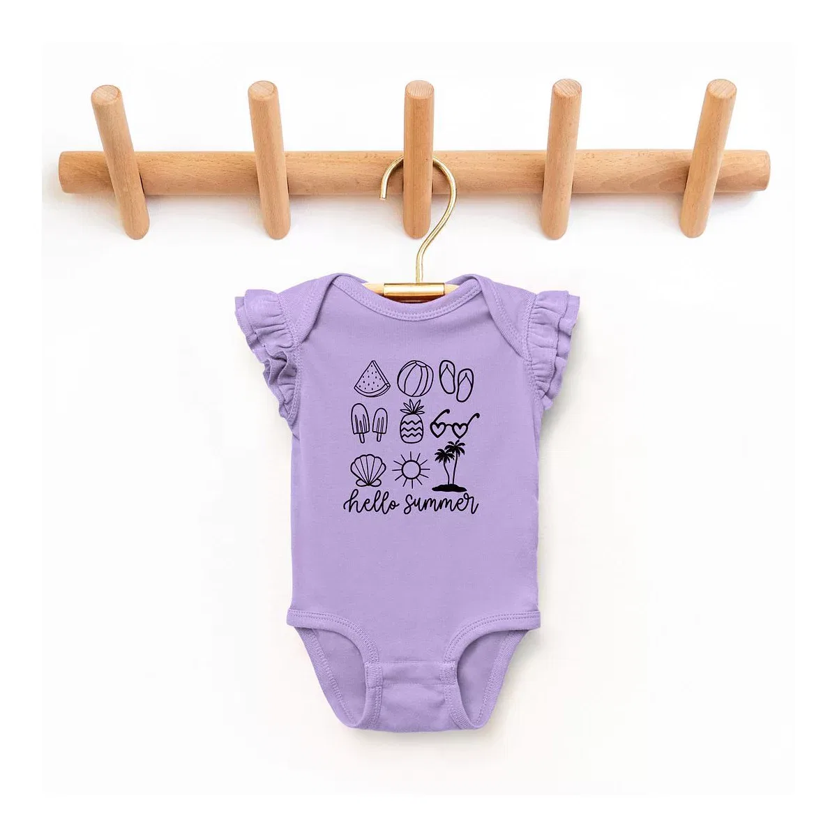 Детское боди с бабочковым рукавом Hello Summer Chart The Juniper Shop, Lavender