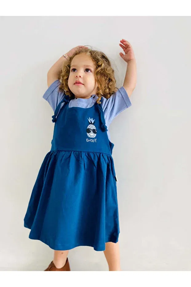 Детское платье-комбинезон для девочек с принтом Rg Kidsstore, Blue — фото 4