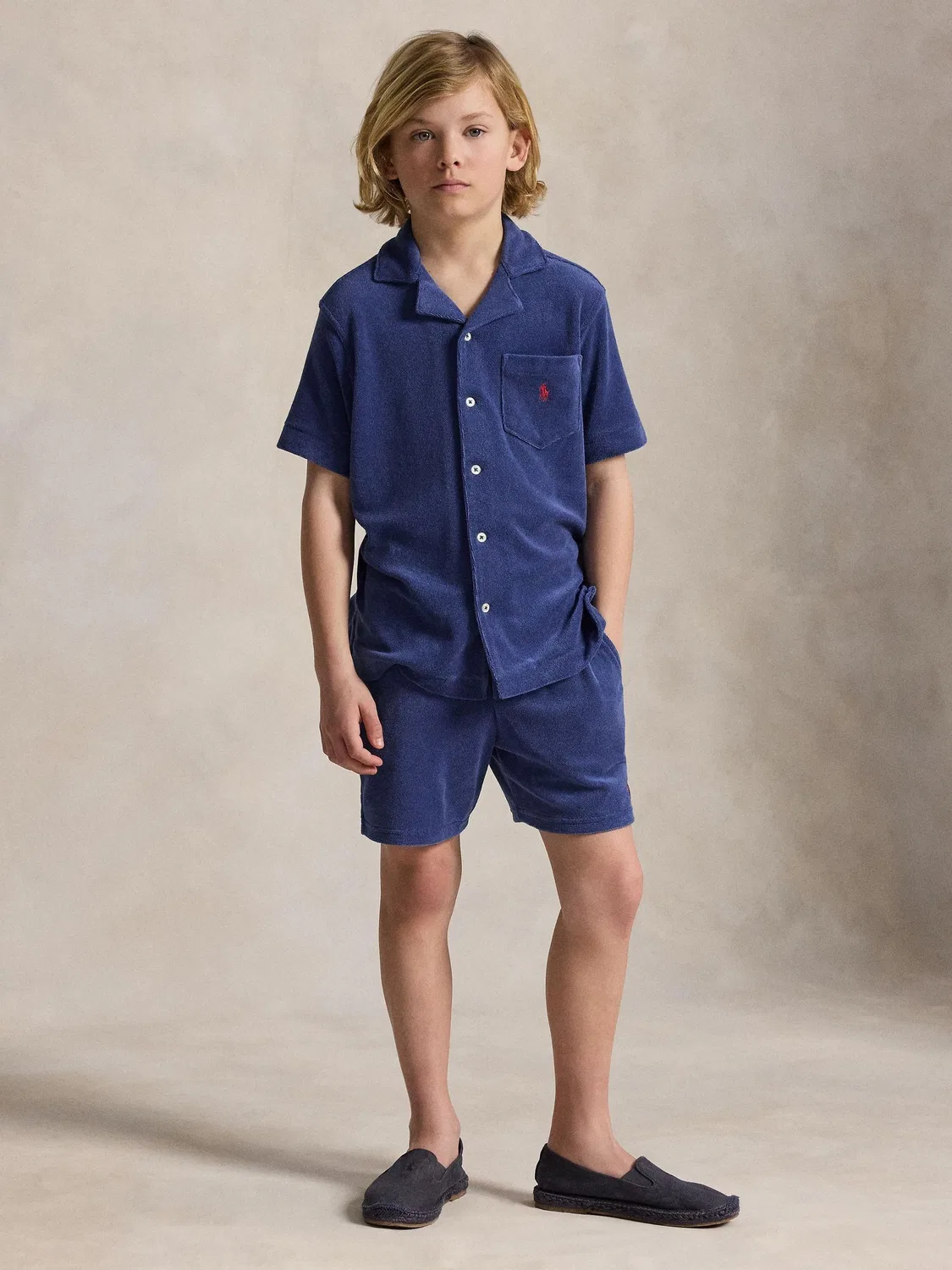 Рубашка с отложным воротником из махровой ткани Polo Ralph Lauren, синий — фото 2