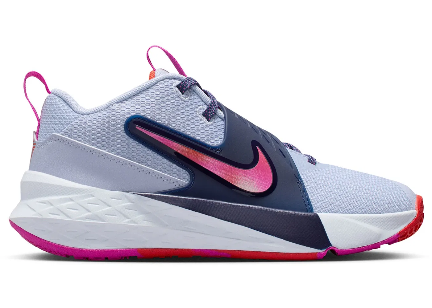 Детские кроссовки для мальчиков с принтом Nike Team Hustle D 12 Nike, Ghost/Midnight Navy/Picante Red/Fire Pink