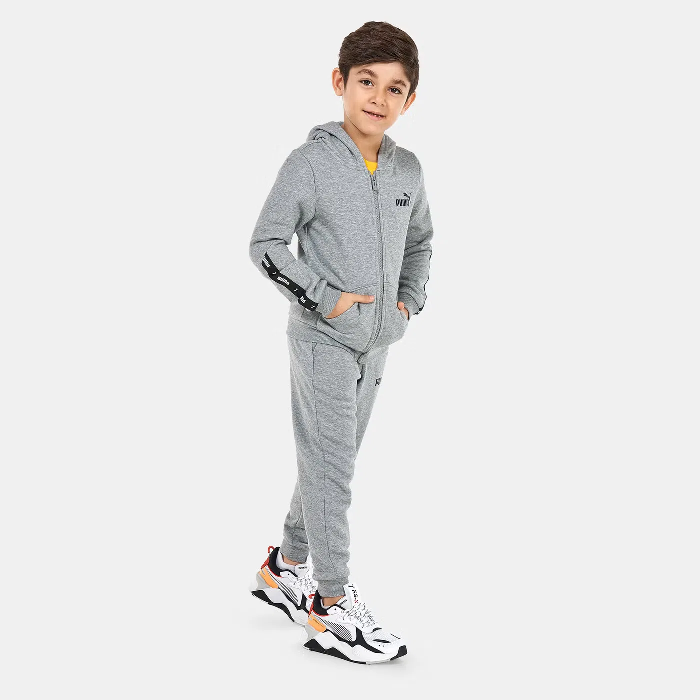 Худи на молнии с капюшоном для детей Puma, серый — фото 3