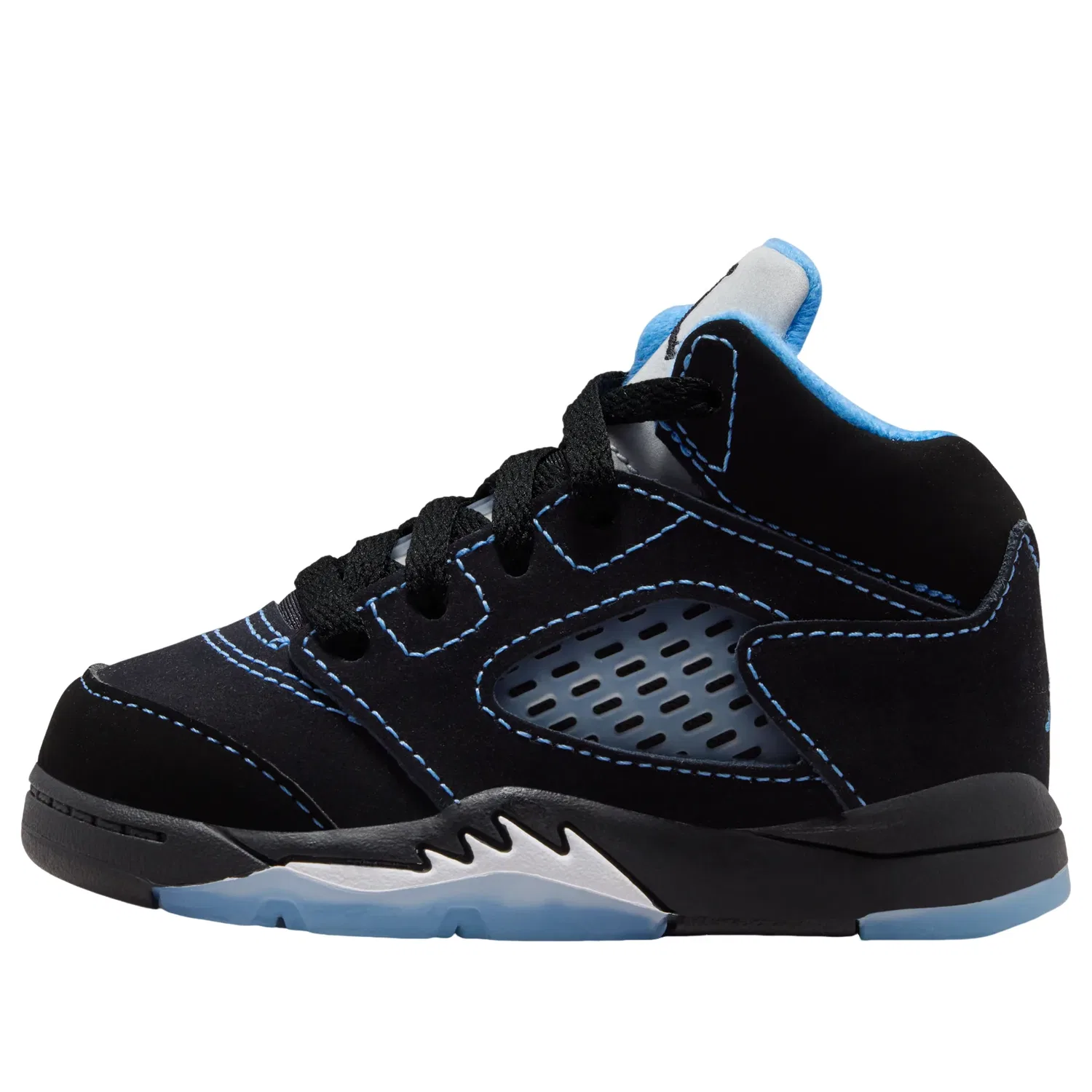 Детские кроссовки для малышей с кожаным верхом Air Jordan 5 Retro Black Carolina, черный