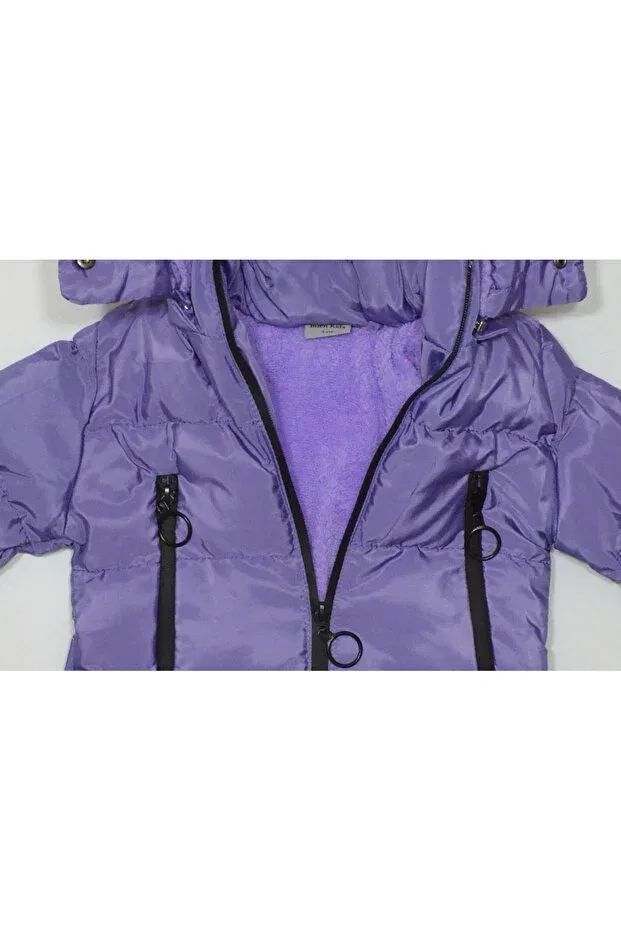 Детское пальто для девочек с капюшоном Winter zipper hooded double pockets welsoft lining water and wind resistant baby girl children's coat Baby Slon Kids Clup, Lila — фото 4