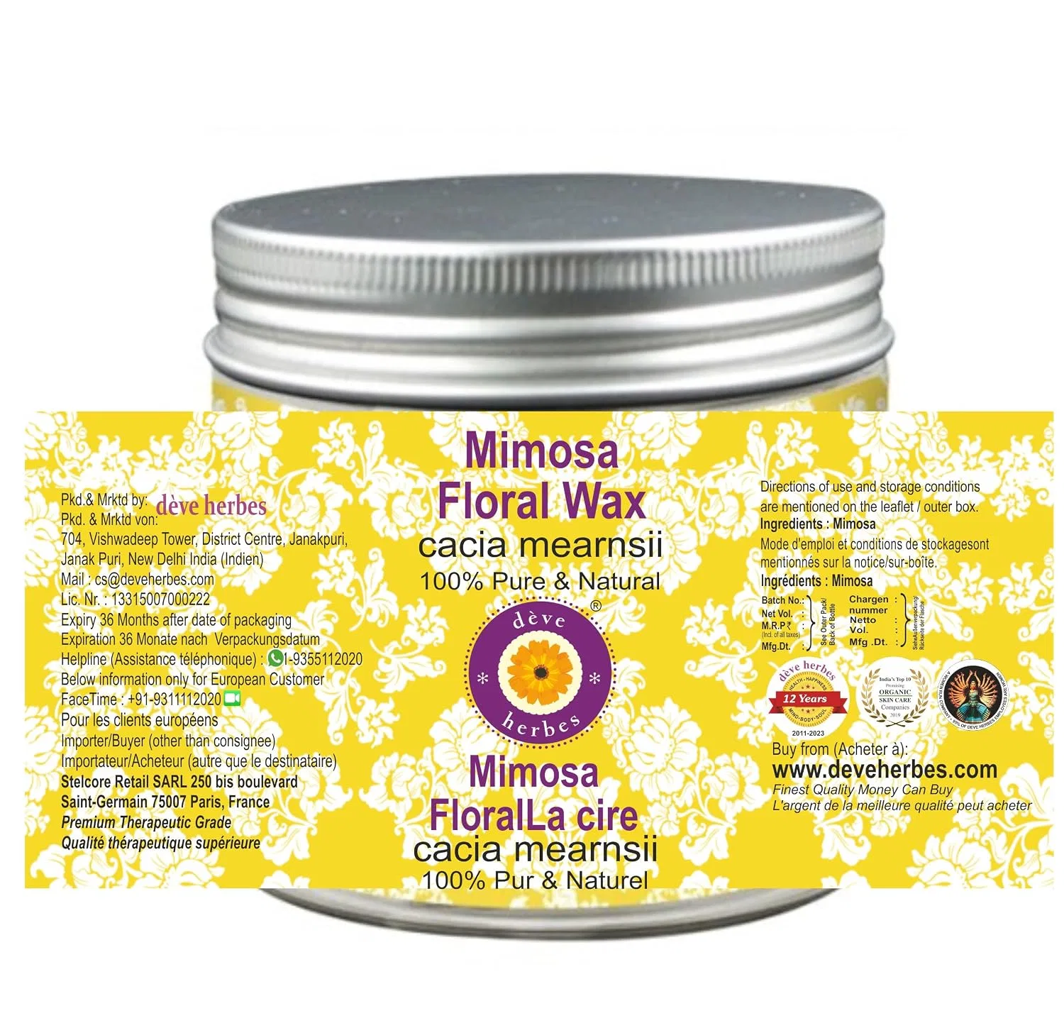 Флоральный воск, Pure Mimosa Floral Wax, Deve Herbes, 50 г — фото 2