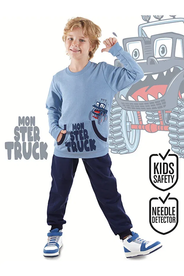 Детский спортивный костюм для мальчиков с принтом Monster Truck Denokids, Blue