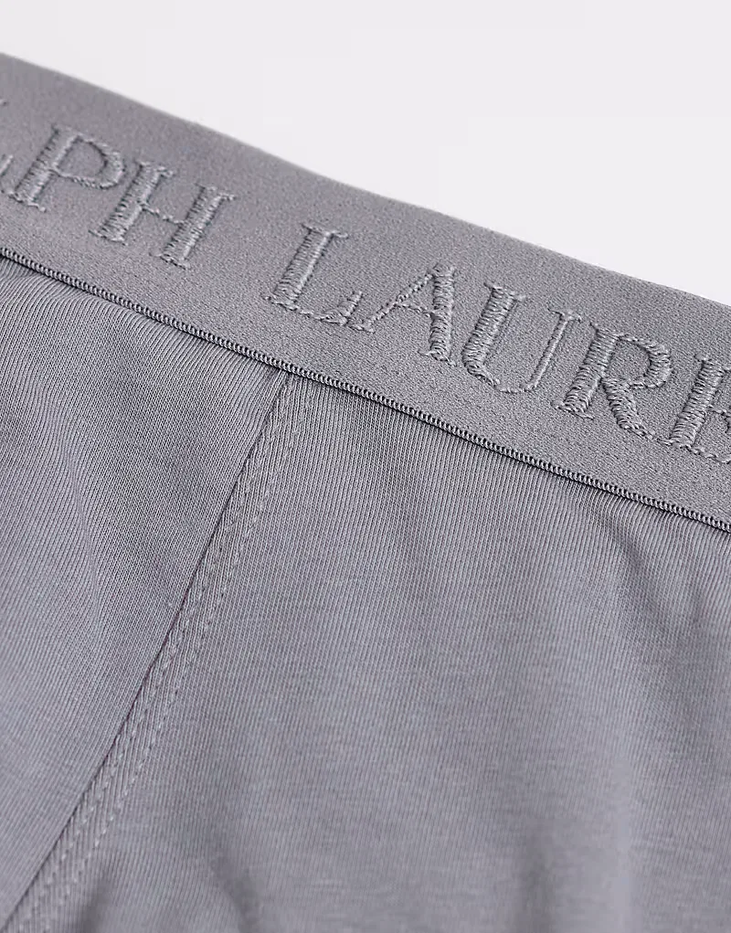 Боксеры-брифы хлопковые стретч тональные 3 шт Polo Ralph Lauren, черный/серый/белый — фото 3