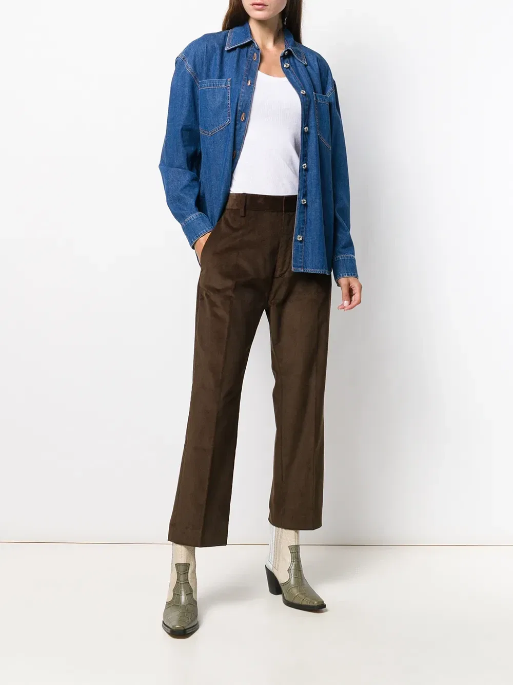 Вельветовые укороченные брюки Dsquared2, коричневый — фото 2