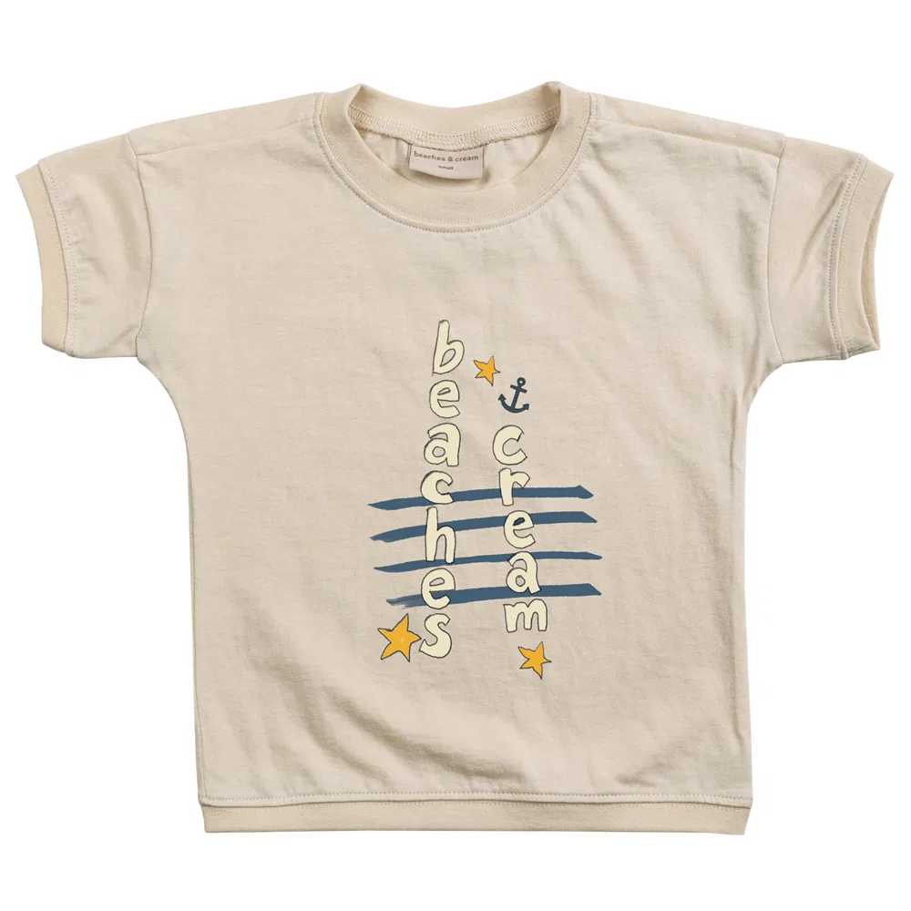 Детская футболка с коротким рукавом с принтом Anchor Lettering BEACHESAND CREAM KIDS, Кремовый