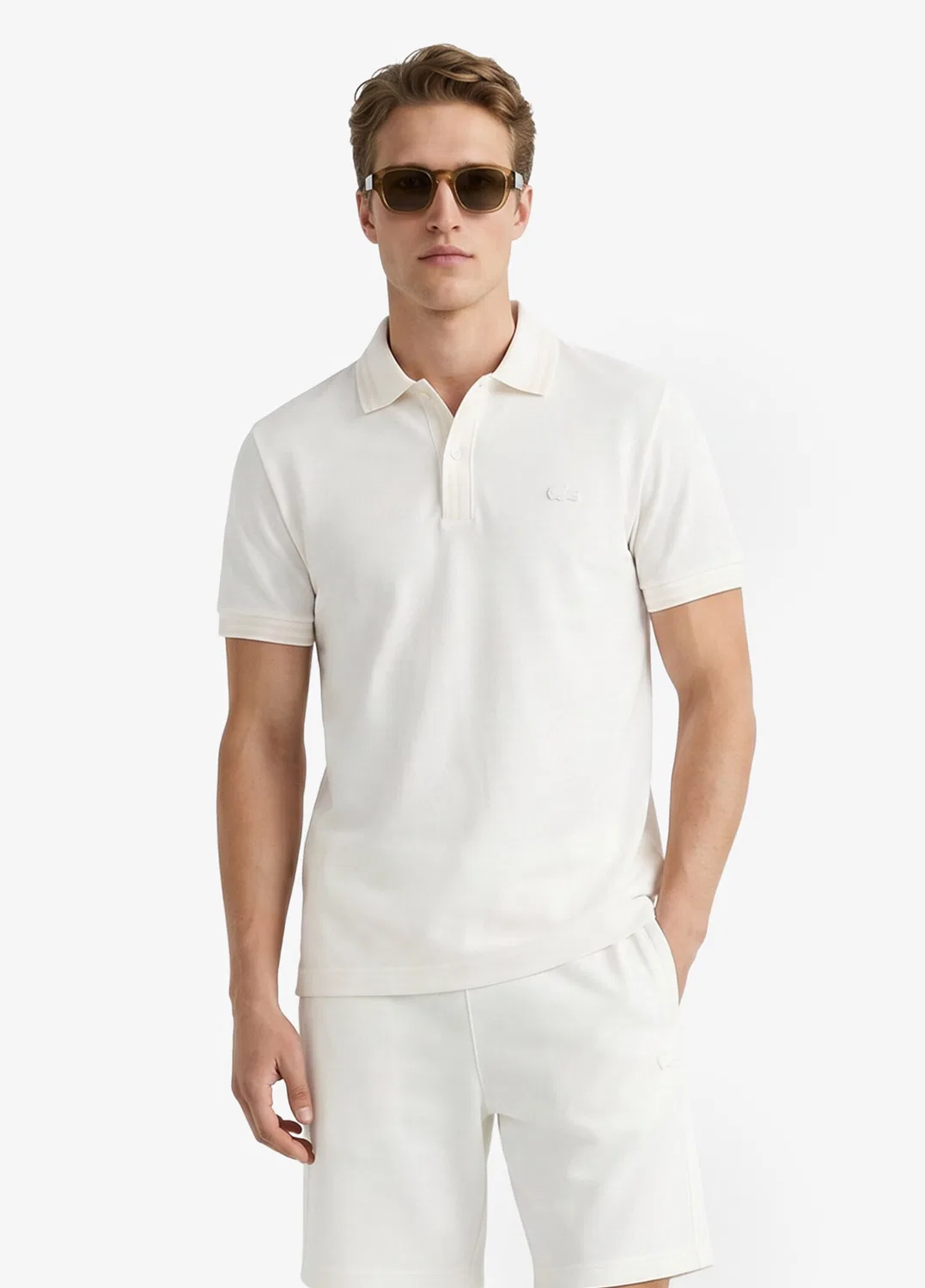 Футболка поло Lacoste, кремовый — фото 2