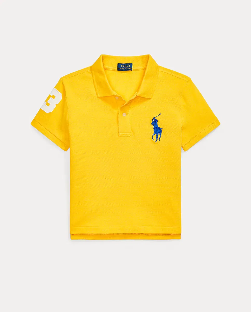 Детское поло для девочек из хлопка с эластаном Big Pony Polo Ralph Lauren, Amarillo — фото 4