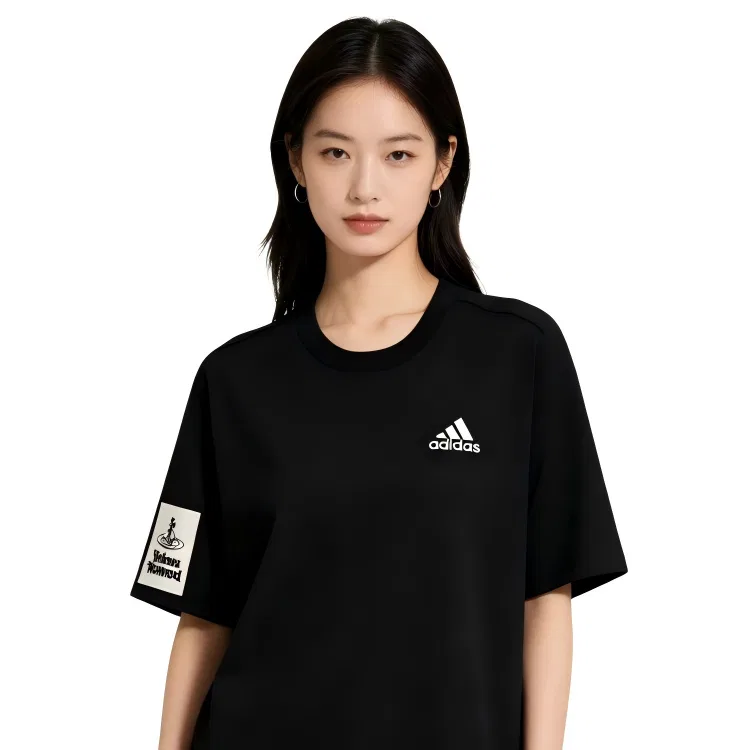 Футболка с логотипом, свободная посадка, Adidas, Black — фото 4