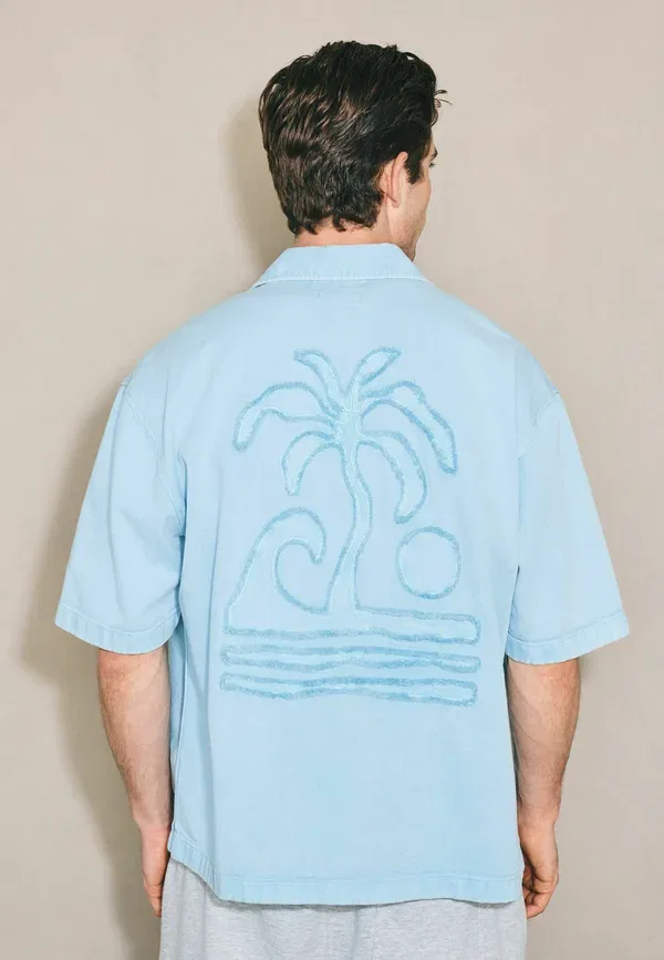Рубашка хлопковая Regular fit edit pattern short sleeve shirt Next, синий
