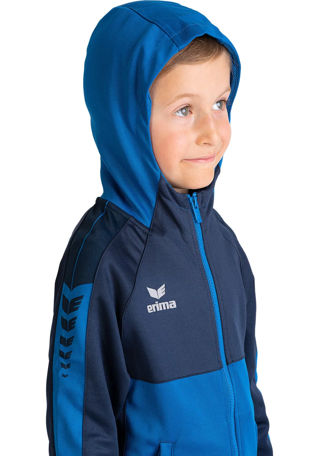 Детская тренировочная куртка с капюшоном Six Wings Erima, BLAU / Navyblau — фото 3