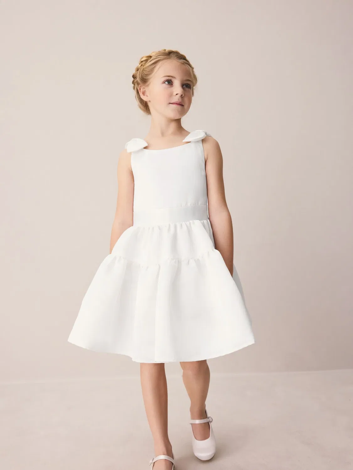 Платье Laura Ashley с бантом на спине, сатиновое, белое
