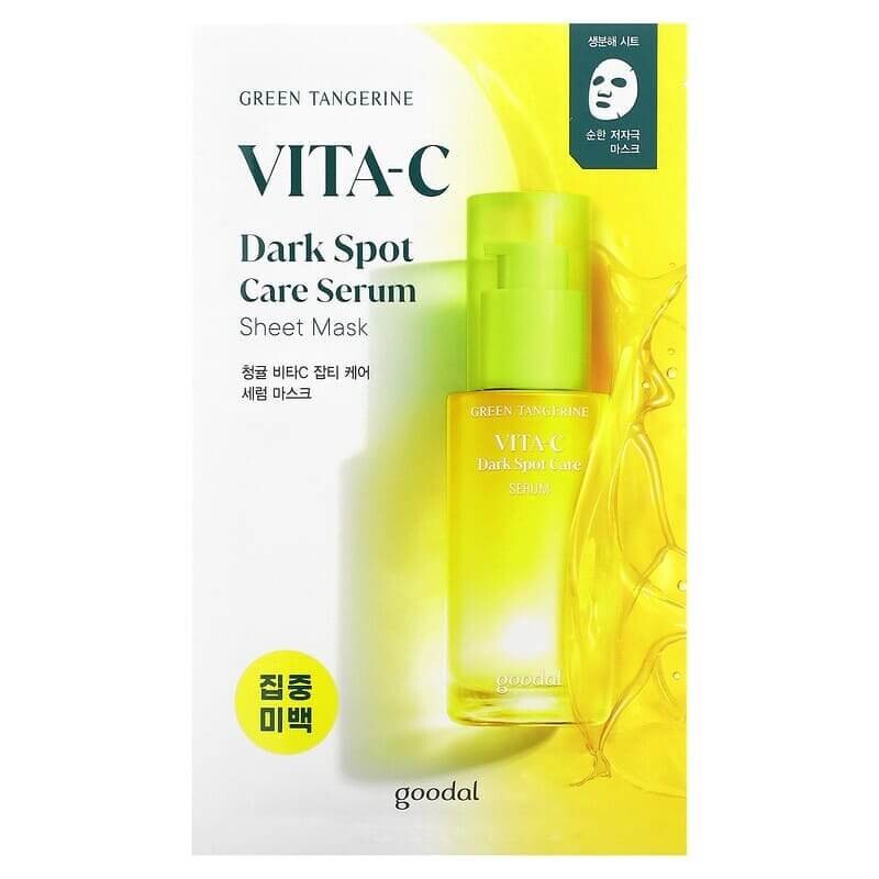 

Косметическая тканевая маска Goodal Green Tangerine Vita-C с сывороткой для ухода за темными пятнами, 5 шт