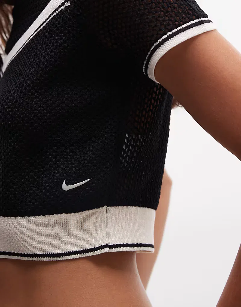 Вязаный укороченный топ Nike Sportswear Chill с шевронным узором, серый — фото 2
