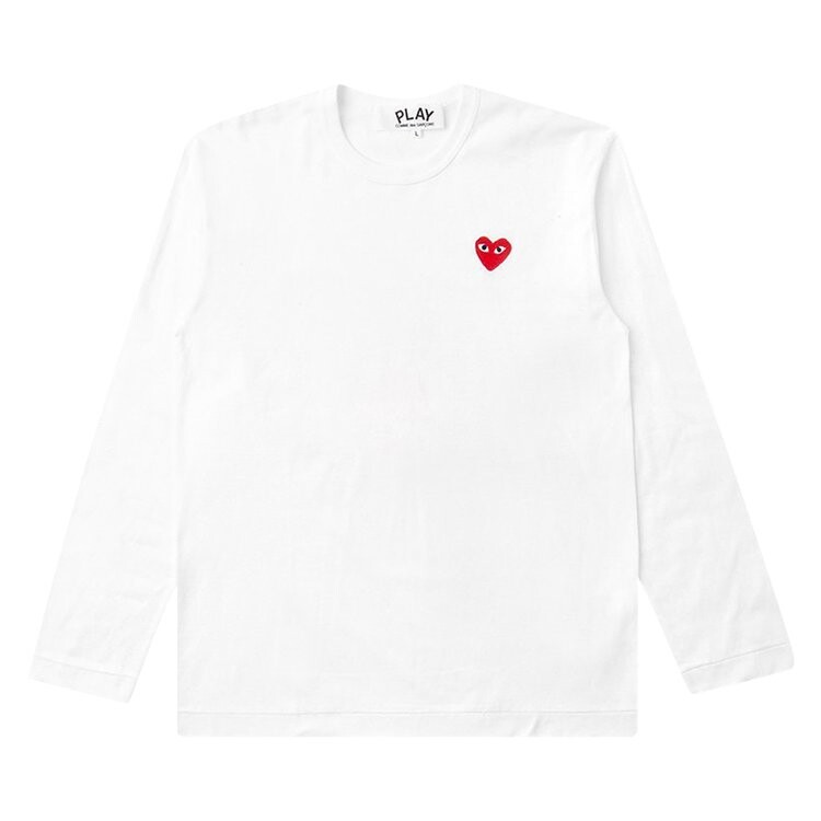 

Футболка Comme des Garçons PLAY Emblem Long-Sleeve T-Shirt 'White', белый