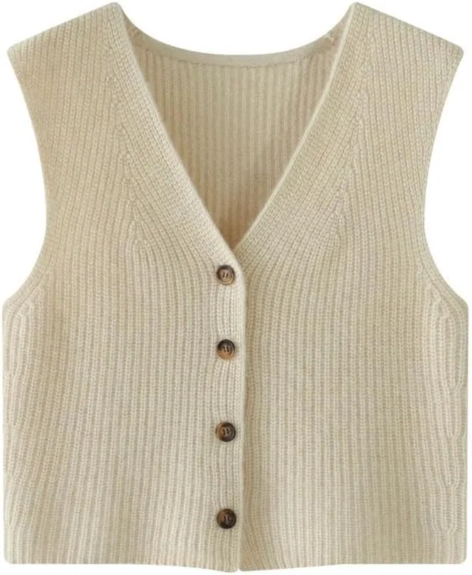 Женский жилет без рукавов, кашемировый, Middle Gray Vest — фото 4