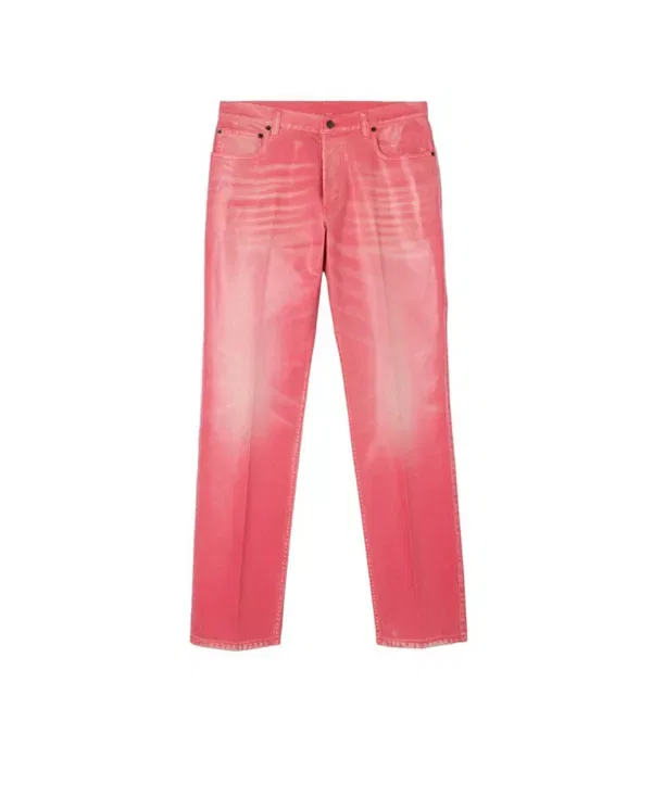 Мужские джинсы из покрытого денима Slim Coated Jeans Burberry, Cherry Pink