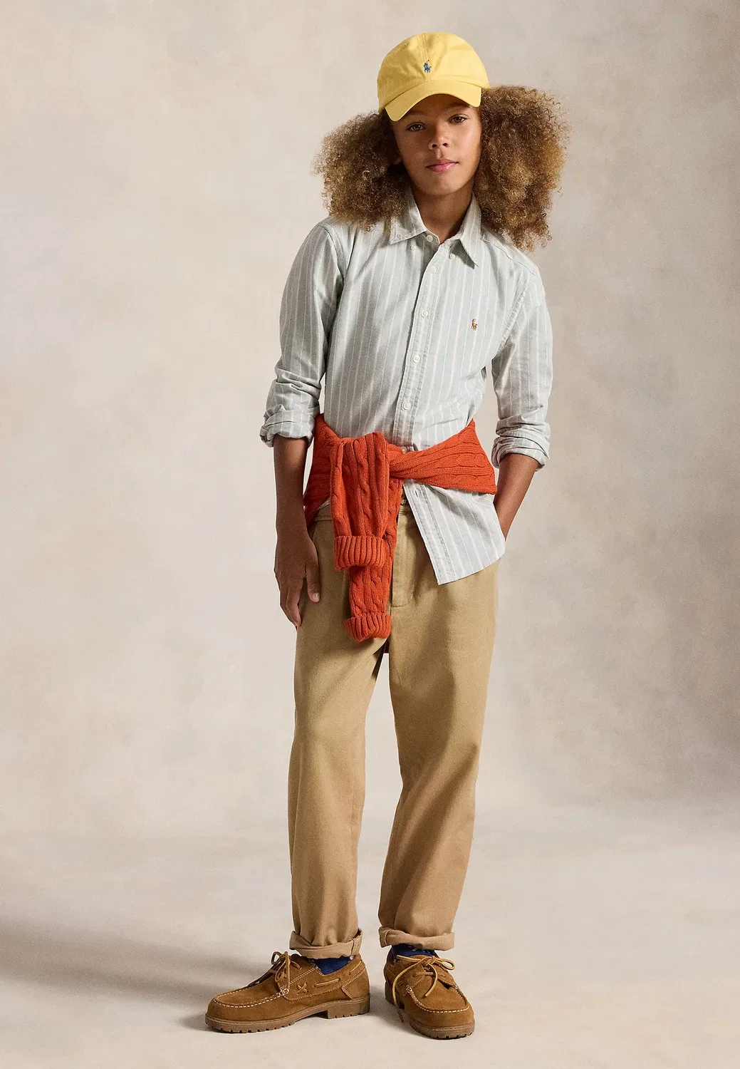 Полосатая хлопковая рубашка-оксфорд, размер 7-14 лет Polo Ralph Lauren, Forest Lavender