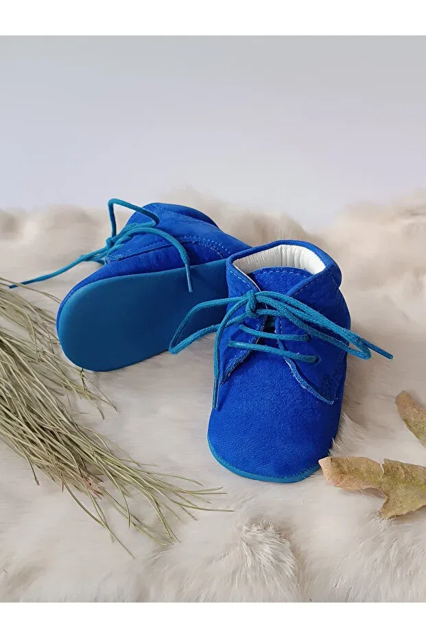 Детские пинетки для новорожденных кожаные Saks blue Hodore, Saks Blue — фото 3