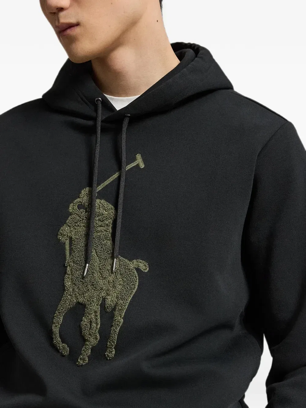 Толстовка с капюшоном Big Pony двойной вязки Polo Ralph Lauren, черный — фото 4
