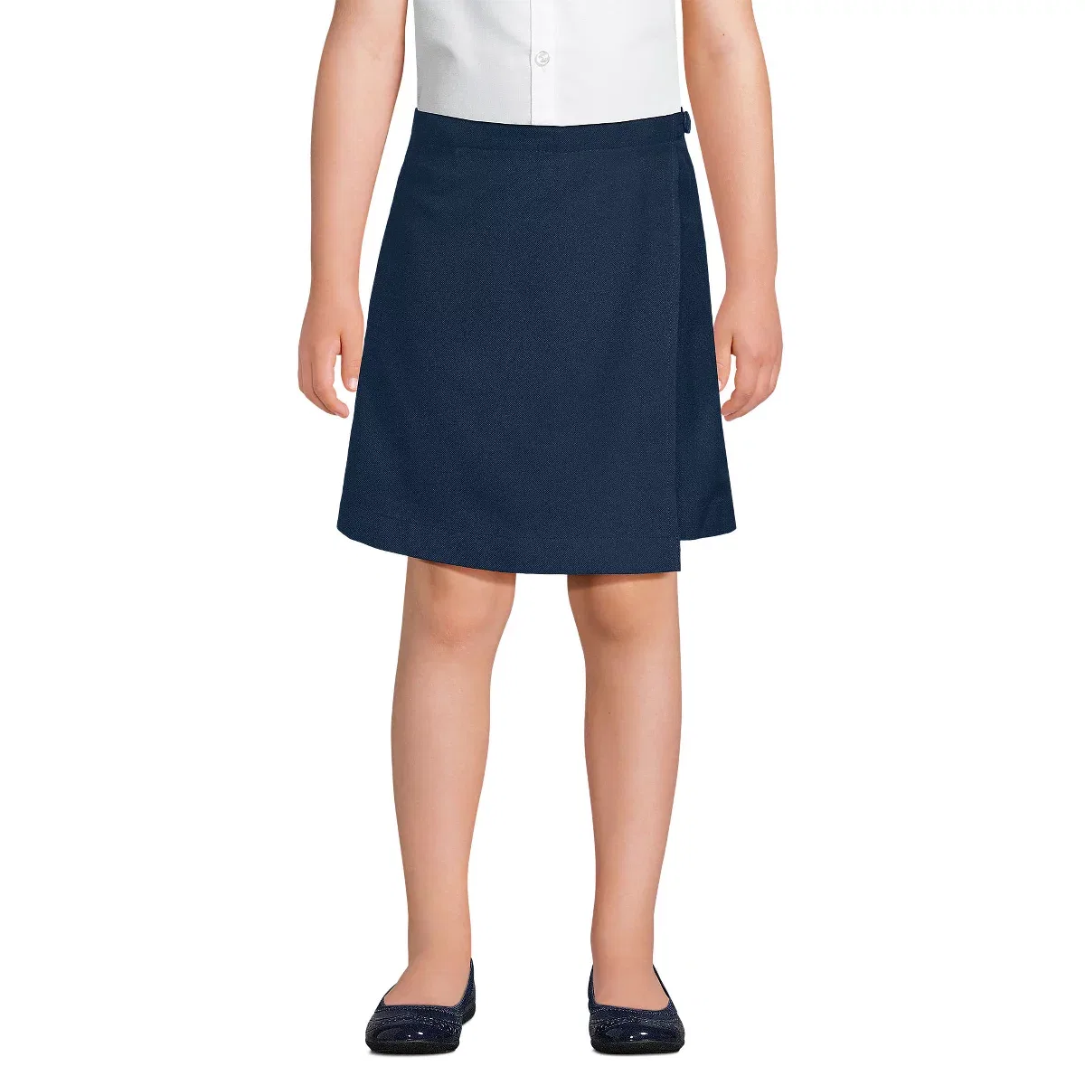 Детская юбка-шорты для девочек с застежкой на пуговицу Lands' End Classic Navy