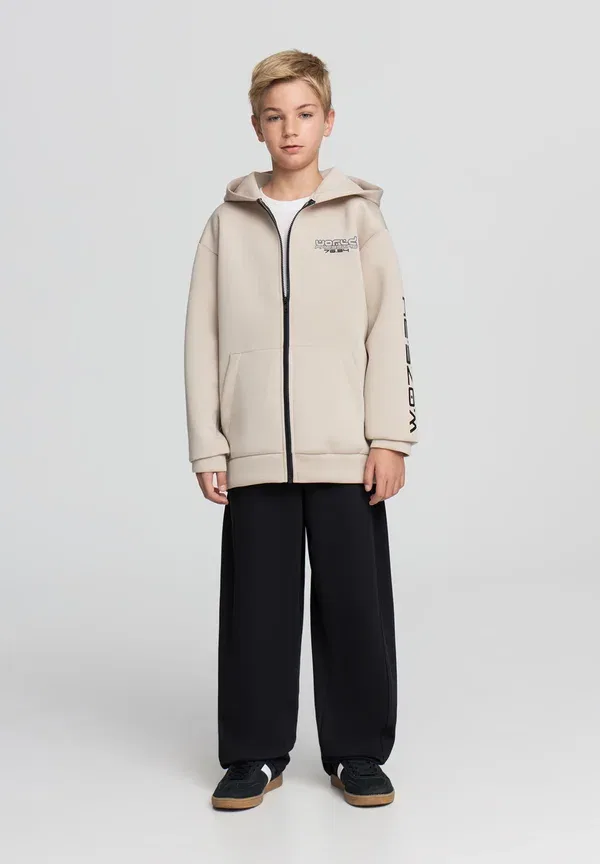 Худи на молнии с принтом Zip-up sweatshirt Terranova, beige, бежевый — фото 2