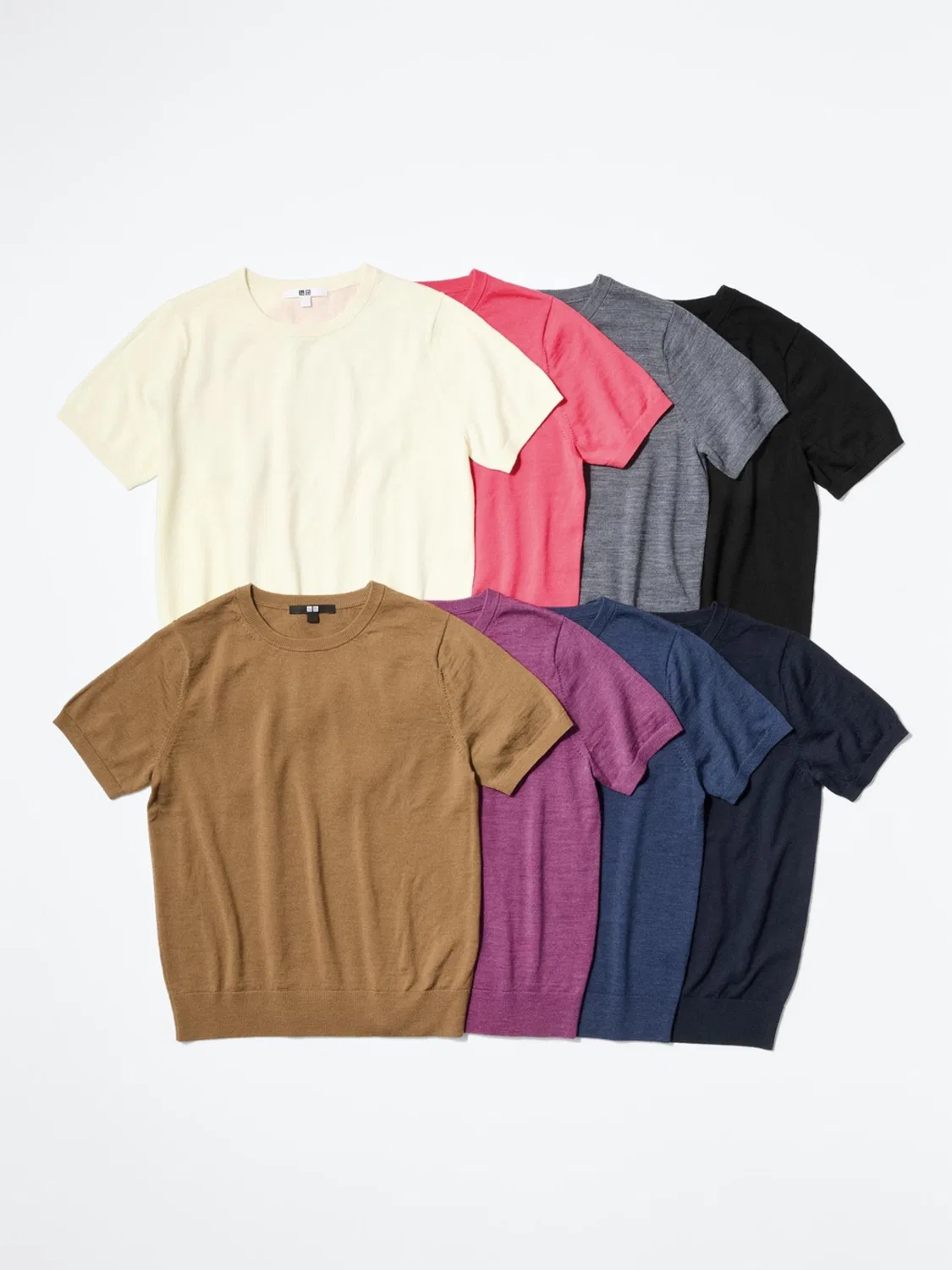 Свитер из мериносовой шерсти с коротким рукавом Uniqlo, синий — фото 3